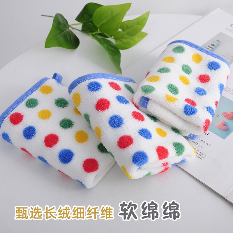 New Polka Dot Coral Fleece Rag Kitchen Wipe Table Thickened Water Absorbent Washing Square Household Towel With Lanyard Wipe Towel - Image 4
